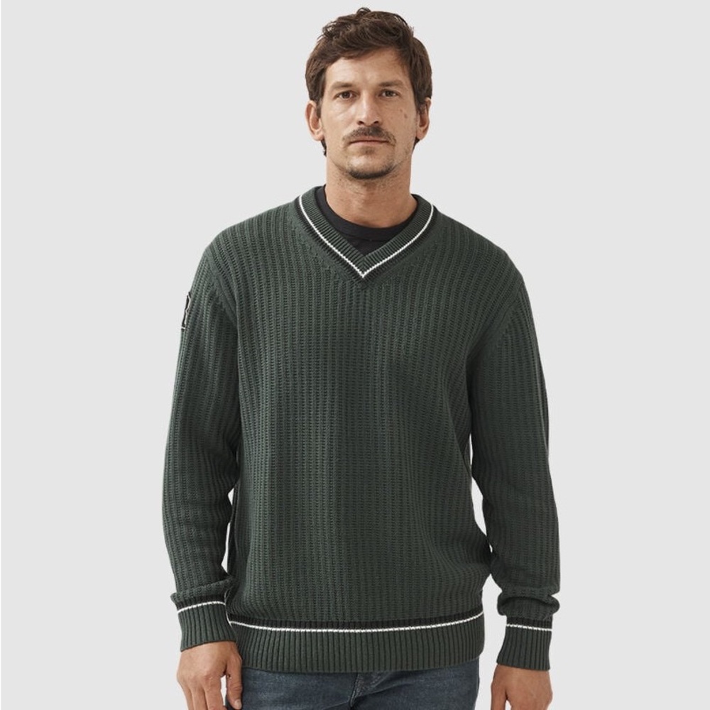 Rodd & Gunn Sweater Mens Small Green Little Bay Knit Australian Cotton V-Neck